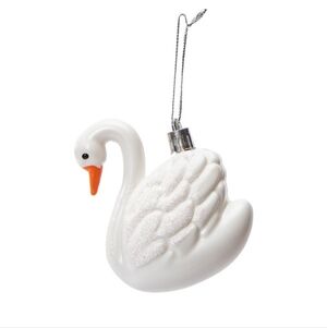 White Swan Ornament with Orange Beak
